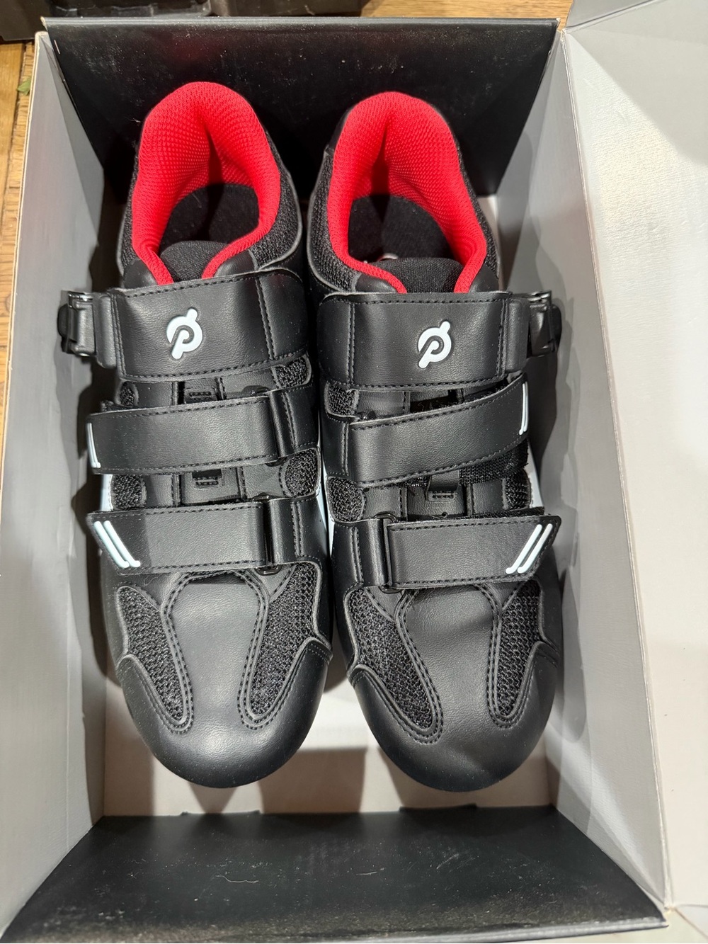 Peloton Black Cycling Shoes with Red Lining